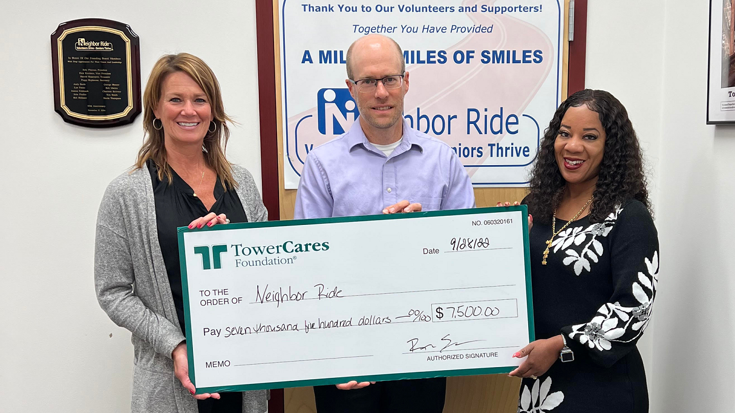 TowerCares Foundation Presents Check to Neighbor Ride