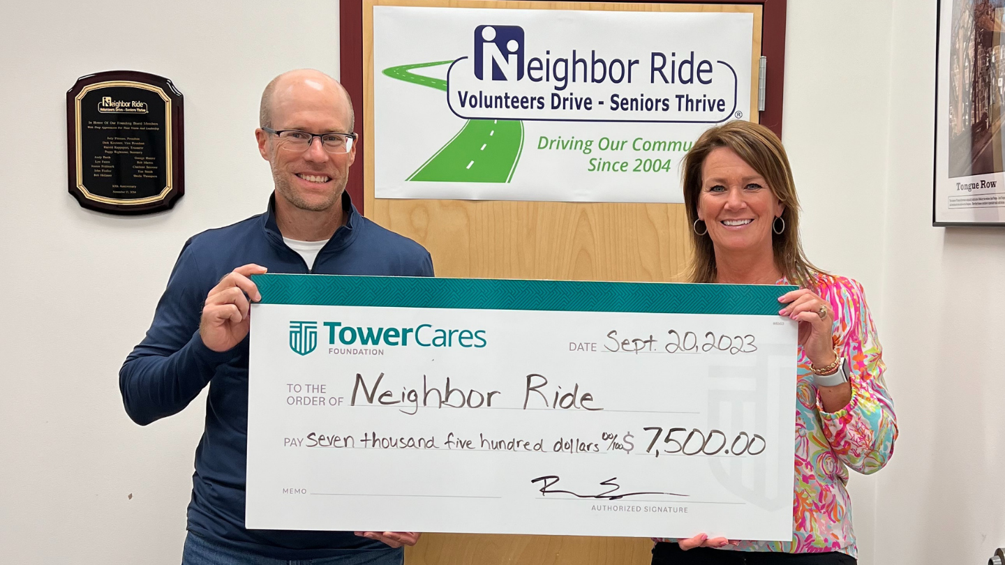TowerCares Foundation presents check to Neighbor Ride