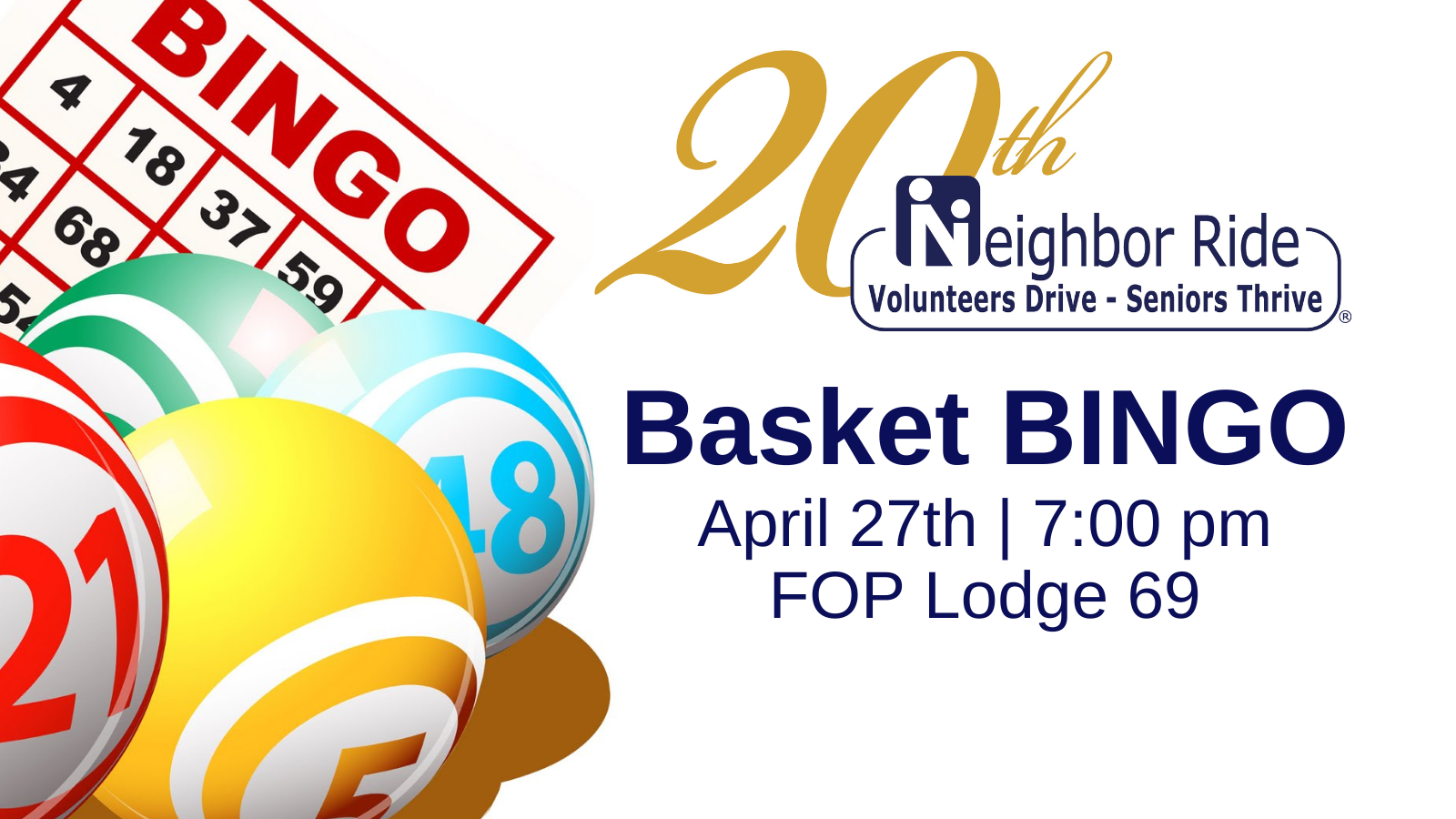 Neighbor Ride BINGO 2024 - Saturday, April 27th at 7pm